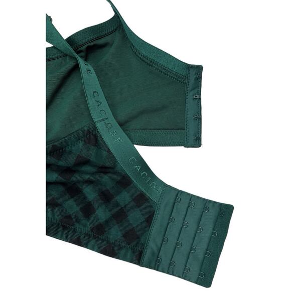 Cacique 46DD Bra Full Coverage Lightly Lined Green Black Check Garden Check - Picture 10 of 11